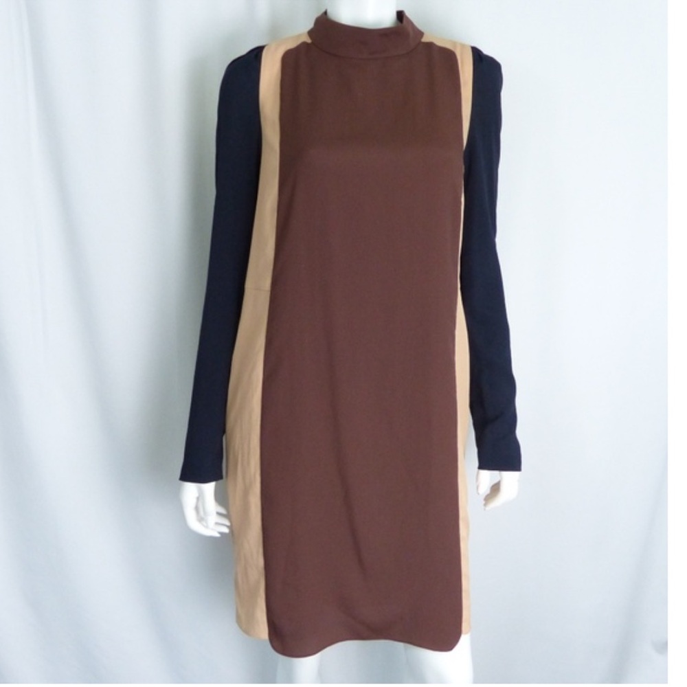 O'2nd Brown and Tan Long Sleeve Dress